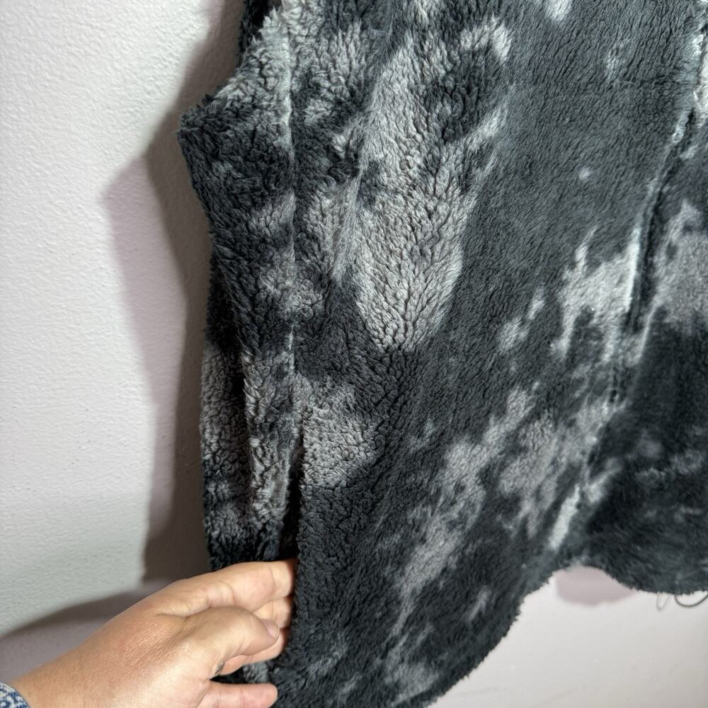 Mono B Sherpa Vest Women’s 3XL Fleece Black & Gray Tie Dye Full Zip Sleeveless - Picture 4 of 8